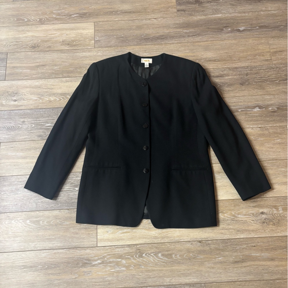Talbots Blazer Sz 16 Black Wool Long Sleeve Office Career Corpcore Classic Chic